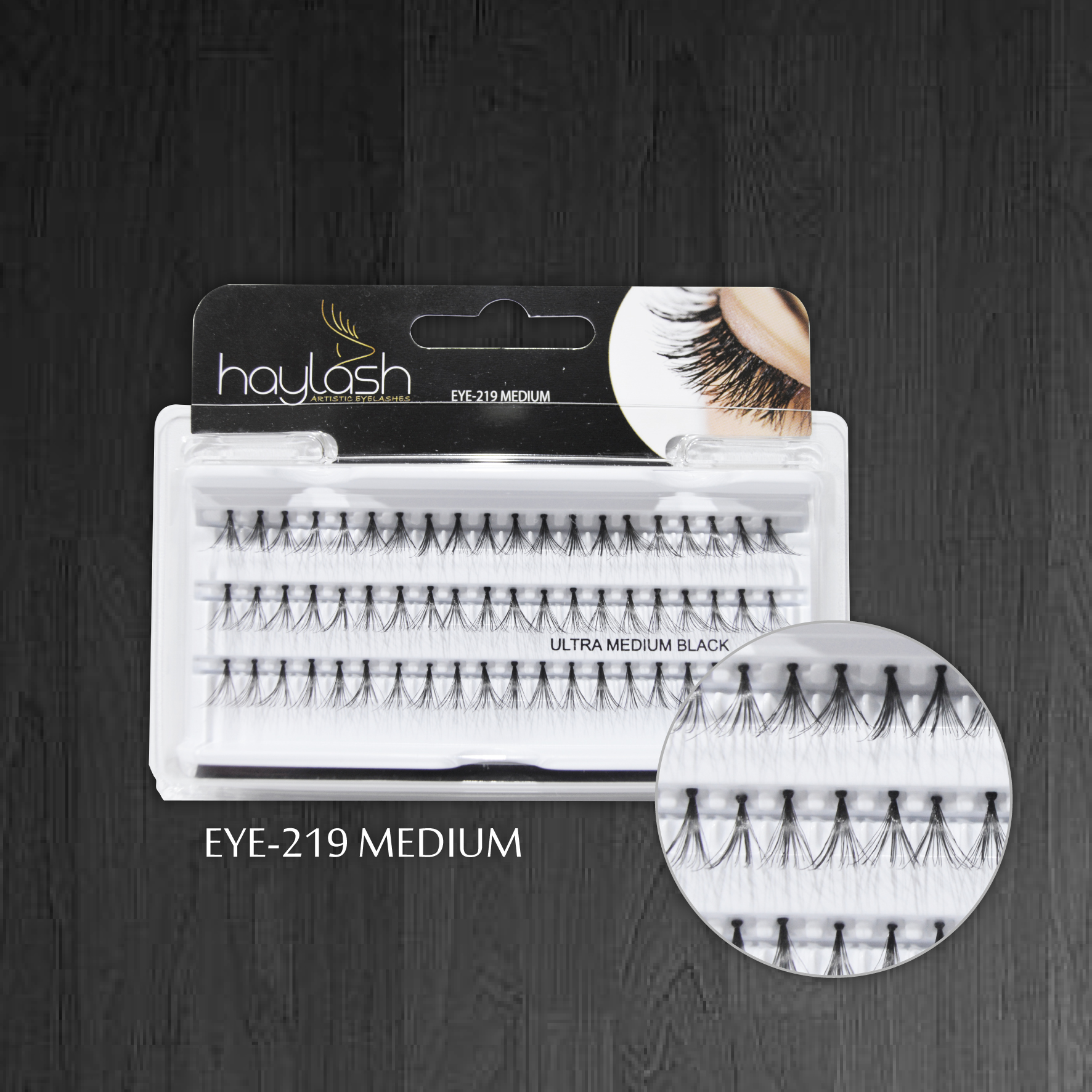 HAYLASH ULTRA EYELASH BLACK MEDIUM-60 POINTS
