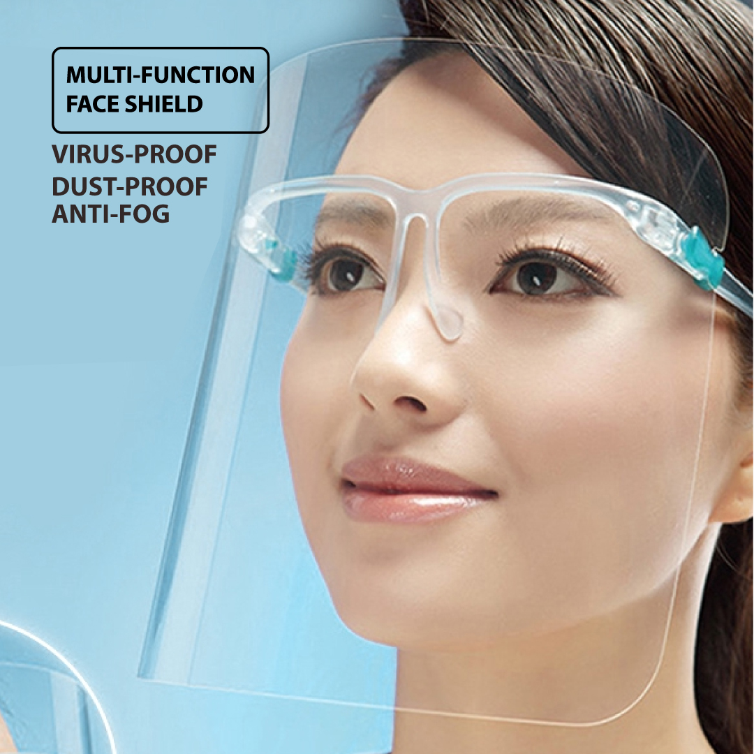 face shiled protection with glass frame
